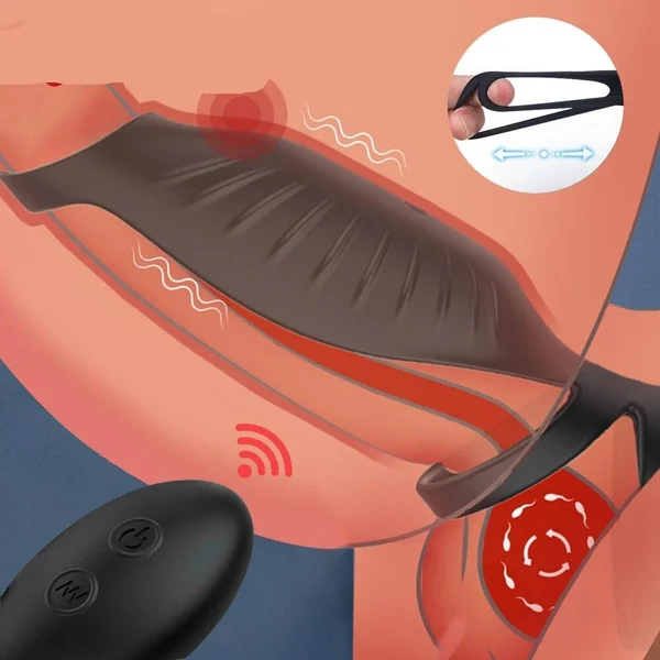 10 Mode Vibrating Penis Massager Ring Dildo Vibrator for Men Chastity Belt Remote Control Testicle Vibrator Sex Toys for Couples