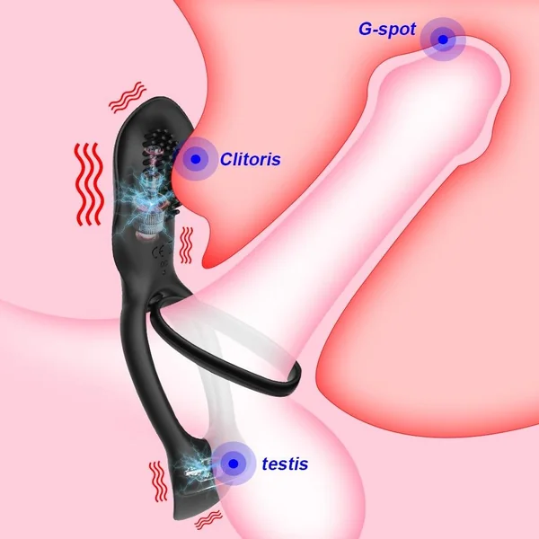 10 Modes Vibrator Penis Ring Clitoris Stimulator Delay Ejaculation Couples G-Spot Vibrator Double Cock Ring Sex Toys for Men