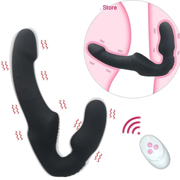 10 Speeds Strapless Strapon Dildo Vibrator Female Double Vibrating G Spot Adult Sex Toys for Women Couple Anal Prostate Massager
