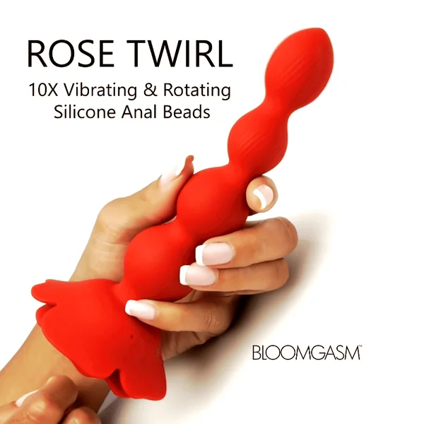 10X Rose Twirl Vibrating and Rotating Silicone Anal Beads