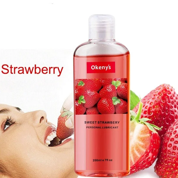200ml Strawberry Flavor Edible Lubricant for Anal Vaginal Oral Sex Silicone Lubricating Oil Adult Sex Products Body Massage Gel