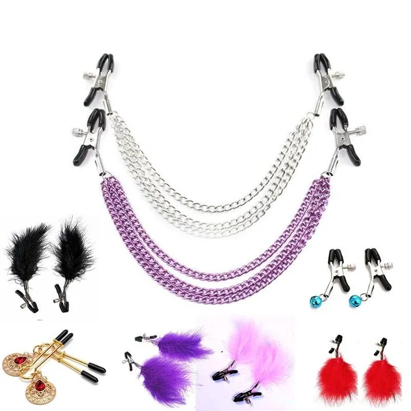 2pcs/1Pair Metal Bell Nipple Clamps With Chain Labia Clips Flirting Teasing Sex Flirt Bondage Kit Slave Bdsm Exotic Accessories