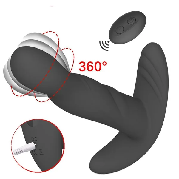 360 Degree Rotating Anal Plug Vibrator Silicone Male Prostate Massager Butt Plug Anus Vibrating Sex Toy For Men G-Spot Stimulate