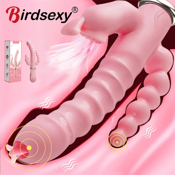 3 in 1 Ribbed Dildo Vibrator