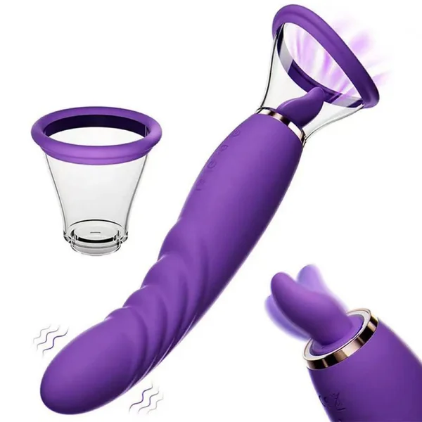3-in-1 G-Spot Vibrator with Suction & Licking – 7 Tongue + 10 Vibration Modes | Rechargeable & Waterproof