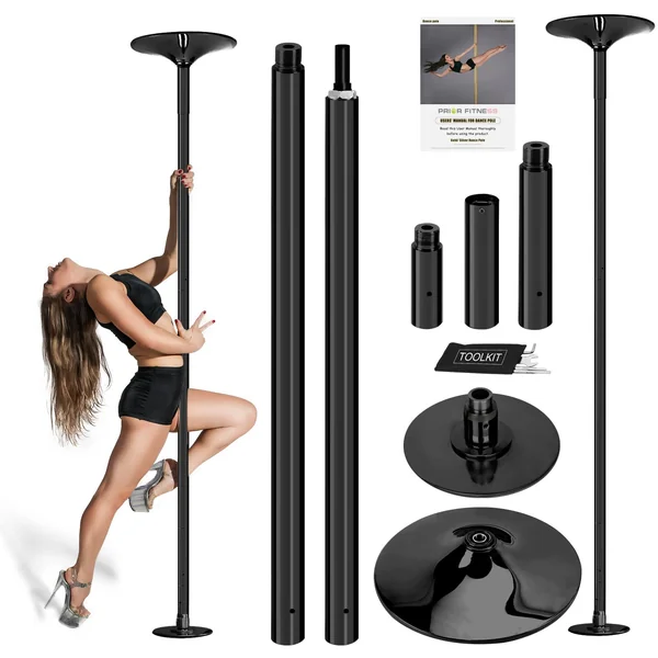 45mm Removable Dance Pole Set Spinning Pole Dance Portable Static Fitness Dancing Pole Kit for Exercise Club Party Pub Home Black