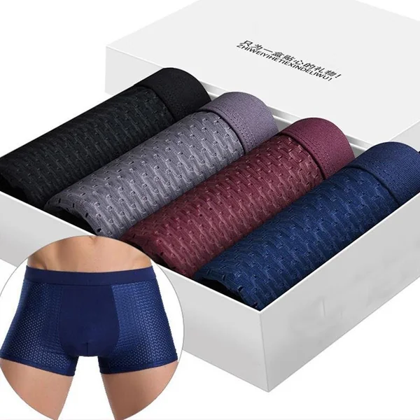 4pcs/Lot Men’s Panties Male Underpants Man Pack Shorts Boxers Underwear Slip Homme Calzoncillos Bamboo Hole Large Size 5XL6XL7XL