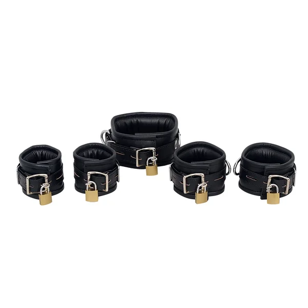 5 Pcs Genuine Leather cuffs Set – Adjustable Bondage Restraints