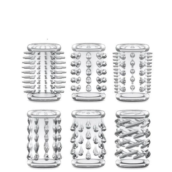 6pcs Penis Sleeve Erection Enlargement Sex Toys for Men Condoms Delay Cock Ring Stimulate Delayed Ejaculation Sex Games Products