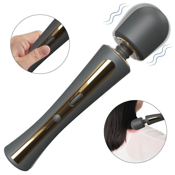 7-Speed AV Wand Massager – Rechargeable Vibrator for Neck, Shoulder & Intimate Relief | Black-Gold & Pink-Gold