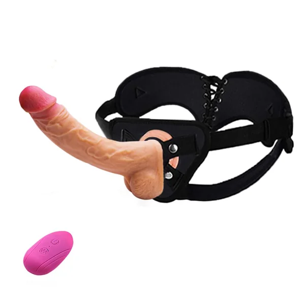 8 Inch Vibrating Dildo with a Strap-on Harness