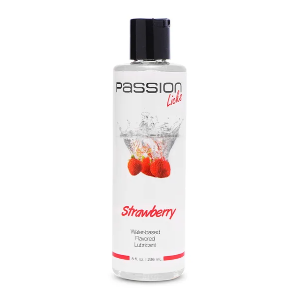 8oz Licks Water Based Flavored Lube - Strawberry
