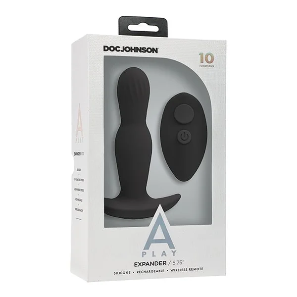 A Play Expander Rechargeable Silicone Anal Plug w/Remote - Black