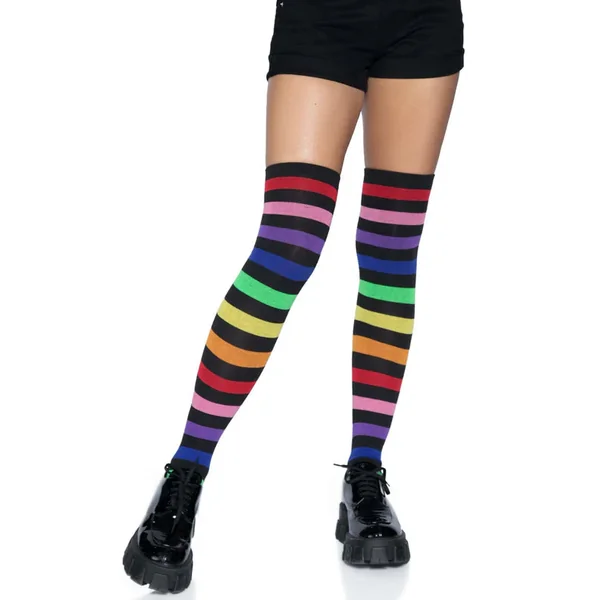 ACRYLIC RAINBOW STRIPE THIGH HIGH