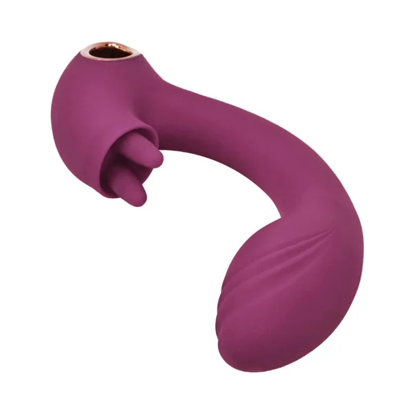 Adam & Eve Rose Gold Clit Tickler Rechargeable Silicone Dual Stimulating Vibrator With External Flicking Stimulator