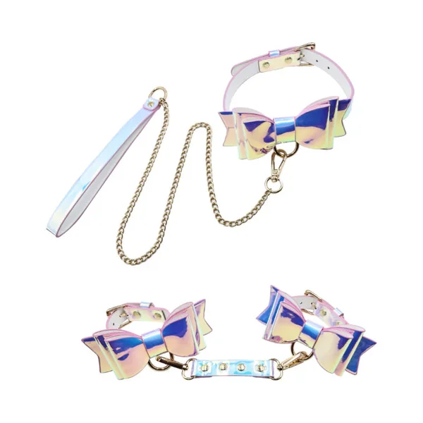 Adam & Eve The Fairy 5 Piece Holographic Bondage Set With Cuffs Collar And Leash