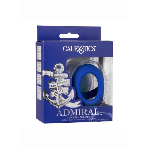Admiral Cock & Ball Silicone Dual Ring - Blue
