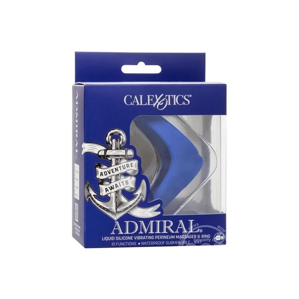 Admiral Liquid Rechargeable Silicone Vibrating Perineum Massager & Cock Ring - Blue