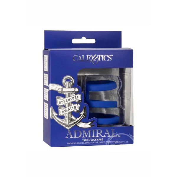 Admiral Triple Silicone Cock Cage - Blue