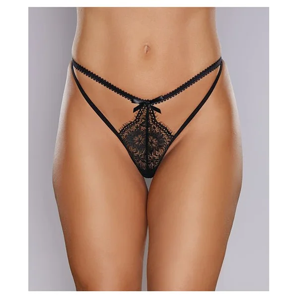 Adore Dreaming Lace Thong Black