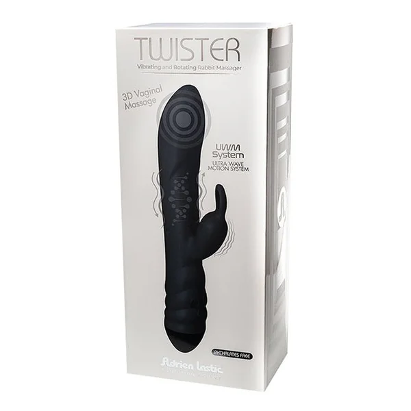 Adrien Lastic Twister Clitoral Sucker & Vibrating Rabbit - Black