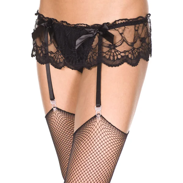 ALL OVER LACE GARTERBELT W/SATIN BOW BLACK