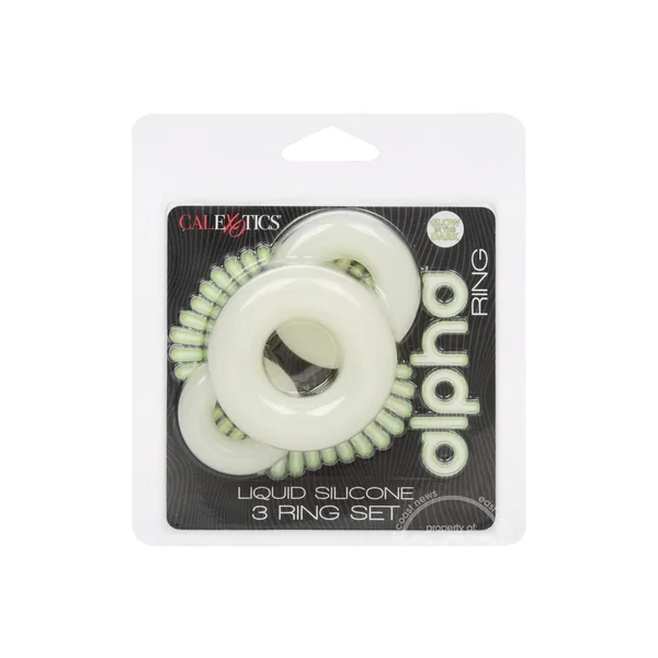 Alpha Glow in the Dark Liquid Silicone 3 Ring Set - White