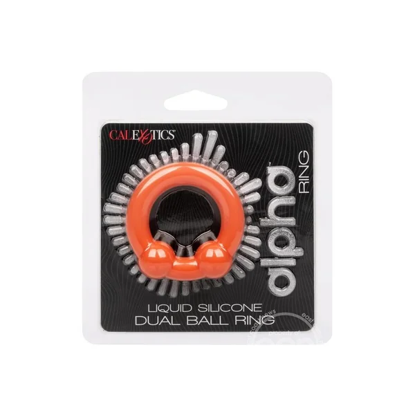 Alpha Liquid Silicone Dual Ball Ring - Orange