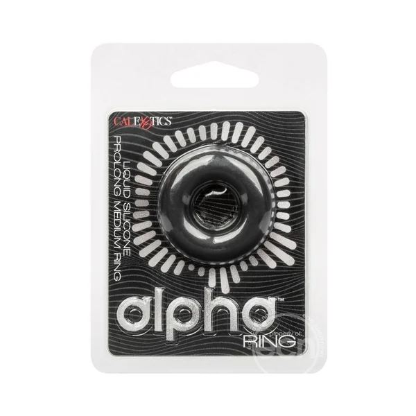 Alpha Liquid Silicone Prolong Cock Ring - Medium - Black