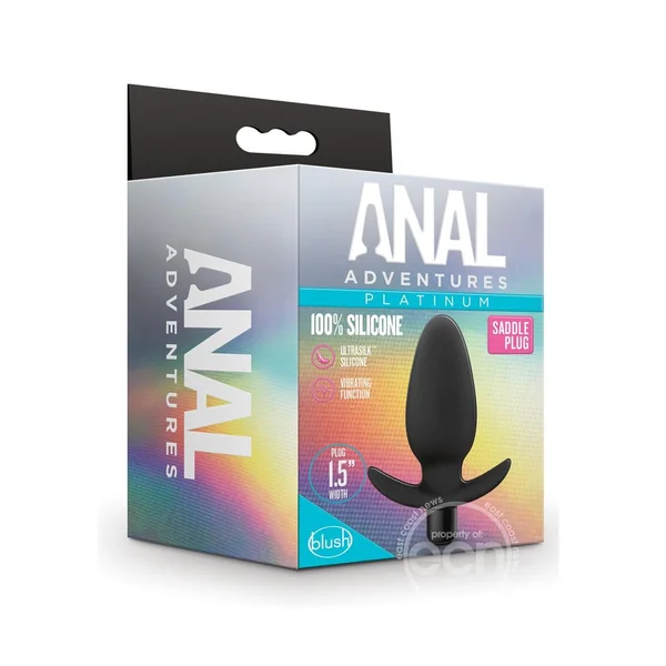 Anal Adventure Platinum Silicone Vibrating Saddle Plug - Black