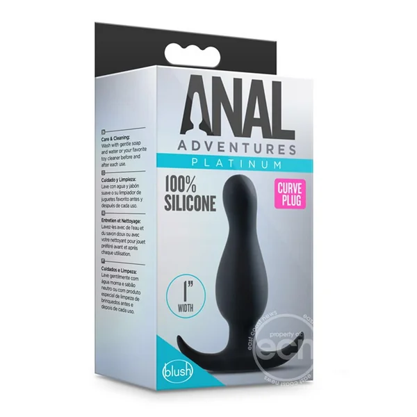 Anal Adventures Platinum Curve Silicone Butt Plug - Black