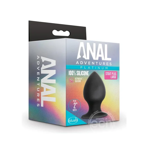 Anal Adventures Platinum Silicone Anal Stout Plug Large - Black