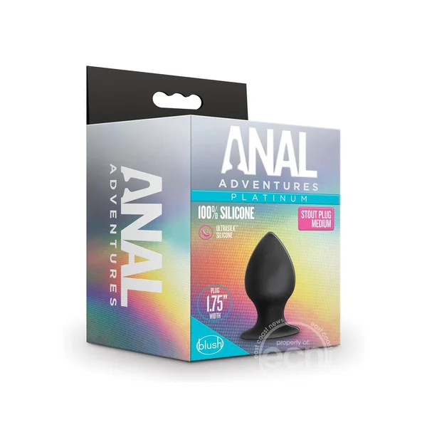 Anal Adventures Platinum Silicone Anal Stout Plug - Medium - Black