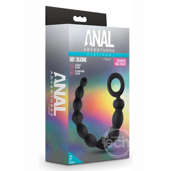 Anal Adventures Platinum Silicone Beginner Anal Beads - Black