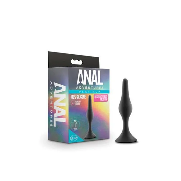 Anal Adventures Platinum Silicone Beginner Plug Medium Black