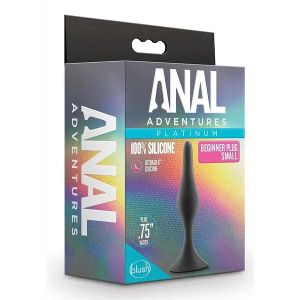 Anal Adventures Platinum Silicone Beginner Plug - Small - Black