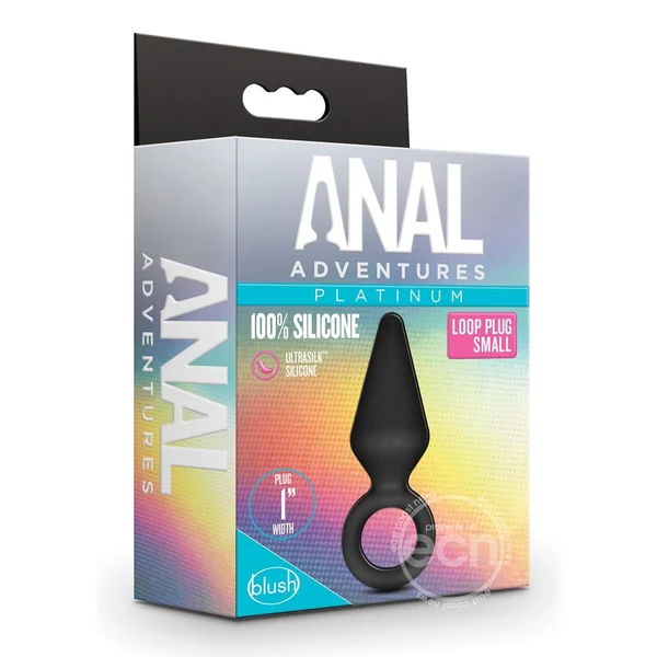 Anal Adventures Platinum Silicone Loop Plug - Small - Black