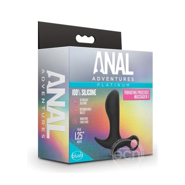 Anal Adventures Platinum Silicone Rechargeable Vibrating Prostate Massager 01 - Black