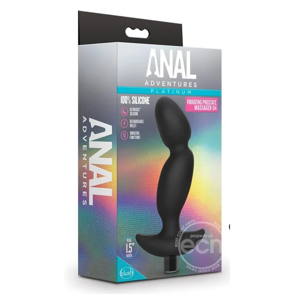 Anal Adventures Platinum Silicone Rechargeable Vibrating Prostate Massager 04 - Black