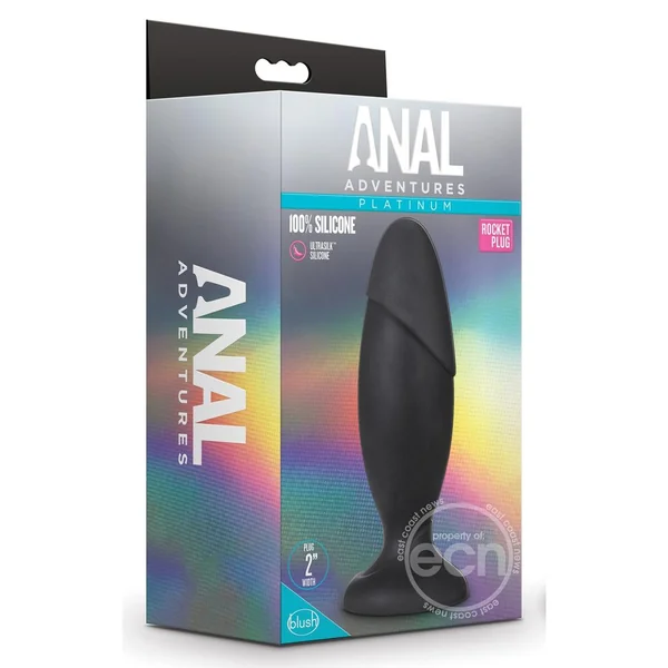 Anal Adventures Platinum Silicone Rocket Plug - Black