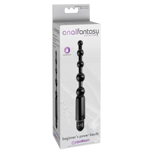 Anal Fantasy Collection Beginner's Power Beads Waterproof 5in - Black