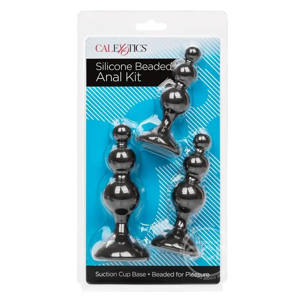 Anal Toys Silicone Beaded Anal Kit - Black
