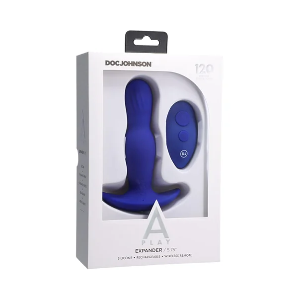 A-Play - EXPANDER - Rechargeable Silicone Anal Plug with Remote - Blue