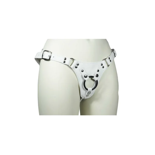 Aslan Leather Luxe White Jaguar Double Thigh Strap Harness