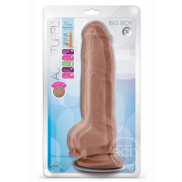 Au Naturel Big Boy Dildo With Balls 10in - Caramel