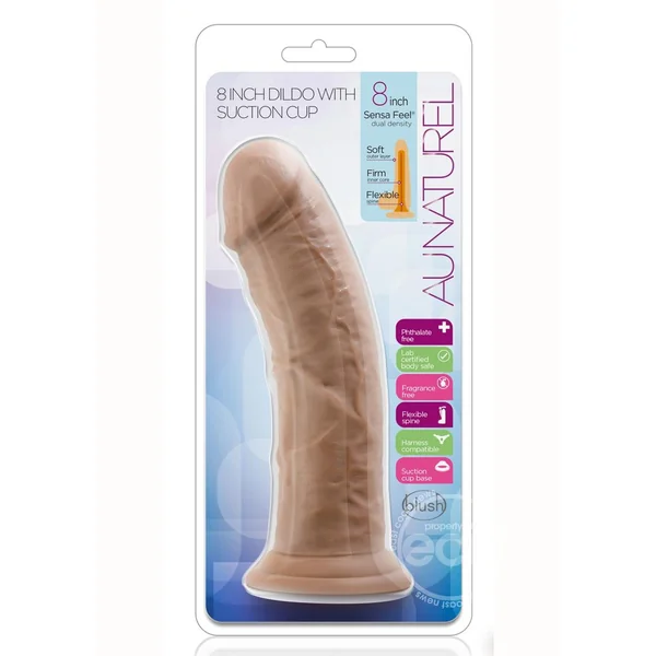 Au Naturel Dildo with Suction Cup 8in - Caramel