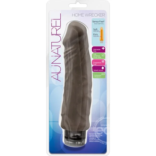 Au Naturel Home Wrecker Vibrating Dildo 9.5in - Chocolate