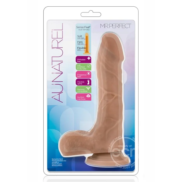 Au Naturel Mister Perfect Dildo with Balls 8.5in - Caramel