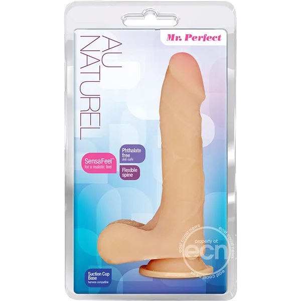 Au Naturel Mister Perfect Dildo with Balls 8.5in - Vanilla
