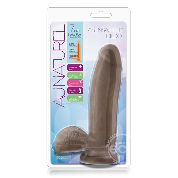 Au Naturel Sensa Feel Dildo 7in - Chocolate
